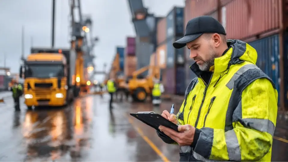Customs officer in a high visibility yellow safety